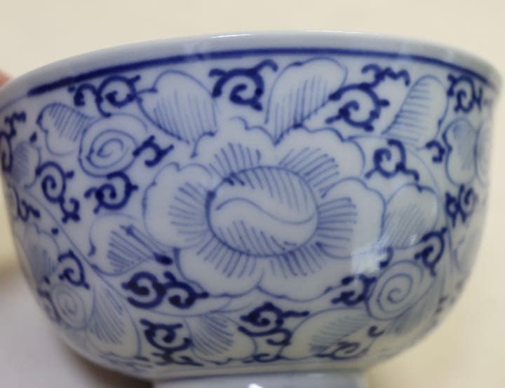 中国　染付お碗　宣徳年製銘　アンティーク　送料込み0819