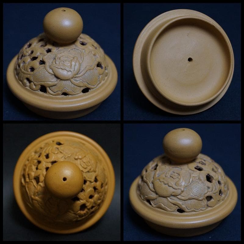 煎茶道具 中国宜興 大唐縷空精彫在銘 紫砂急須 細工彫り『獅子』宜興紫砂壷