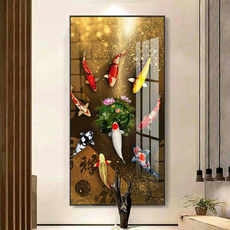 新品玄関 福引きの鯉 リビングルーム装飾画 玄関装飾画現代 /