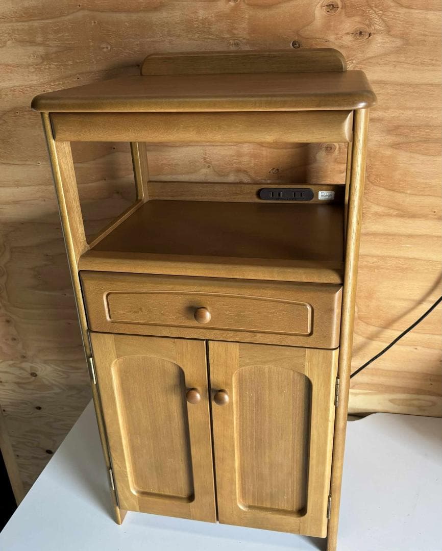 KARIMOKU 電話台・FAX台 木製 オールド ヴィンテージUsed/キレイ