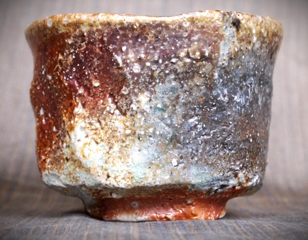 人気作家★藤岡周平★伊賀《刳り貫き》茶碗★共箱・布