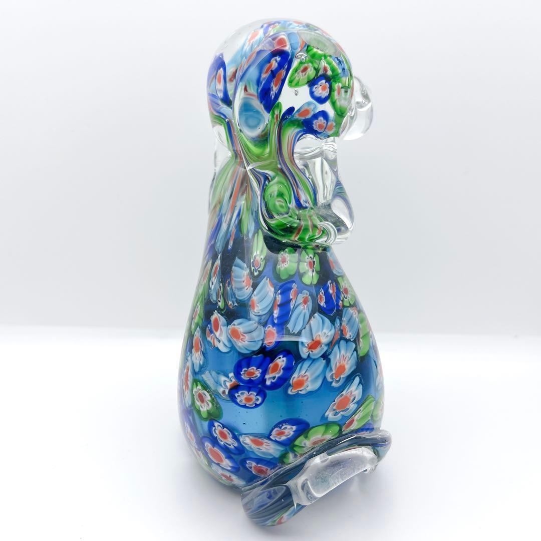 【入手困難】ミルフィオリ アートガラス 犬 置物 ヴェネチアン風 オブジェ