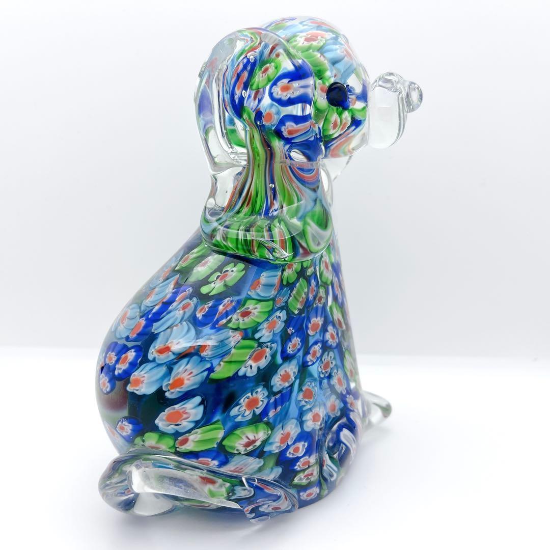 【入手困難】ミルフィオリ アートガラス 犬 置物 ヴェネチアン風 オブジェ