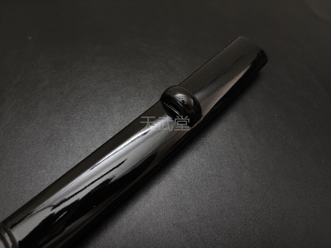 CSQ02　日本刀鞘　黒鞘　龍図　両面彫刻　拵え　栗形　反り約2.3CM