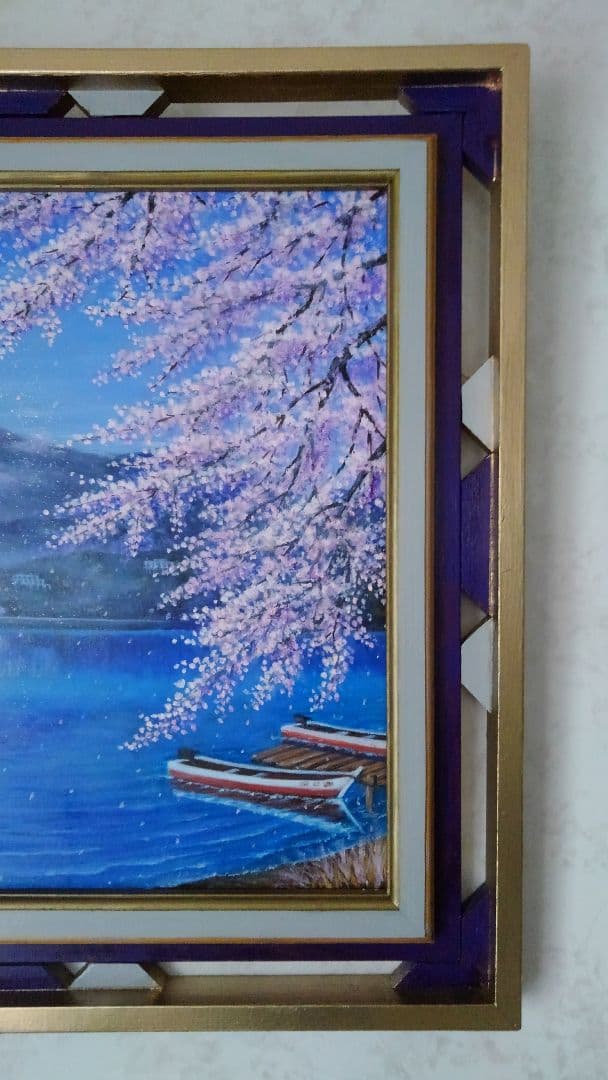 河口湖の富士と満開の桜