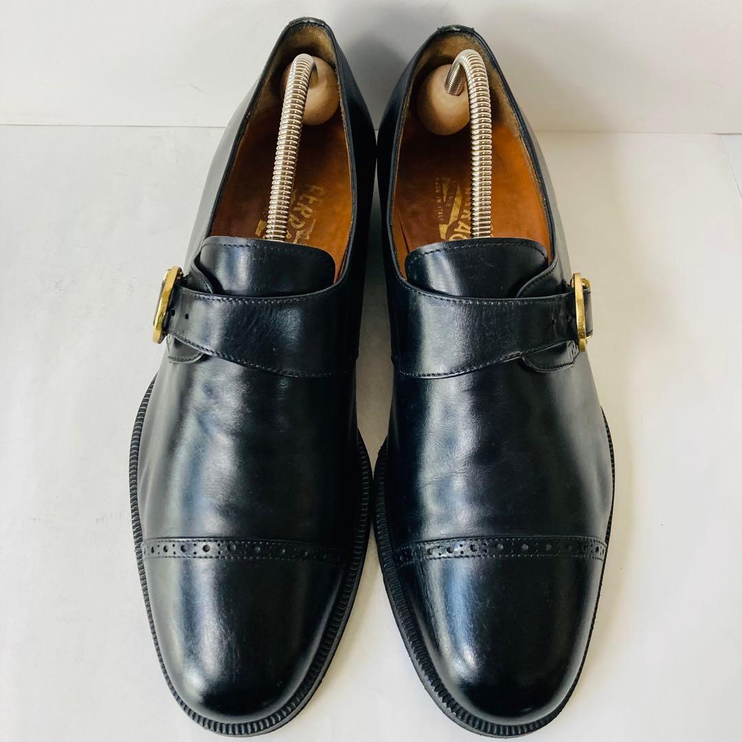 サルバトーレ フェラガモ 黒 モンクストラップ 25cm 除菌・消臭済み