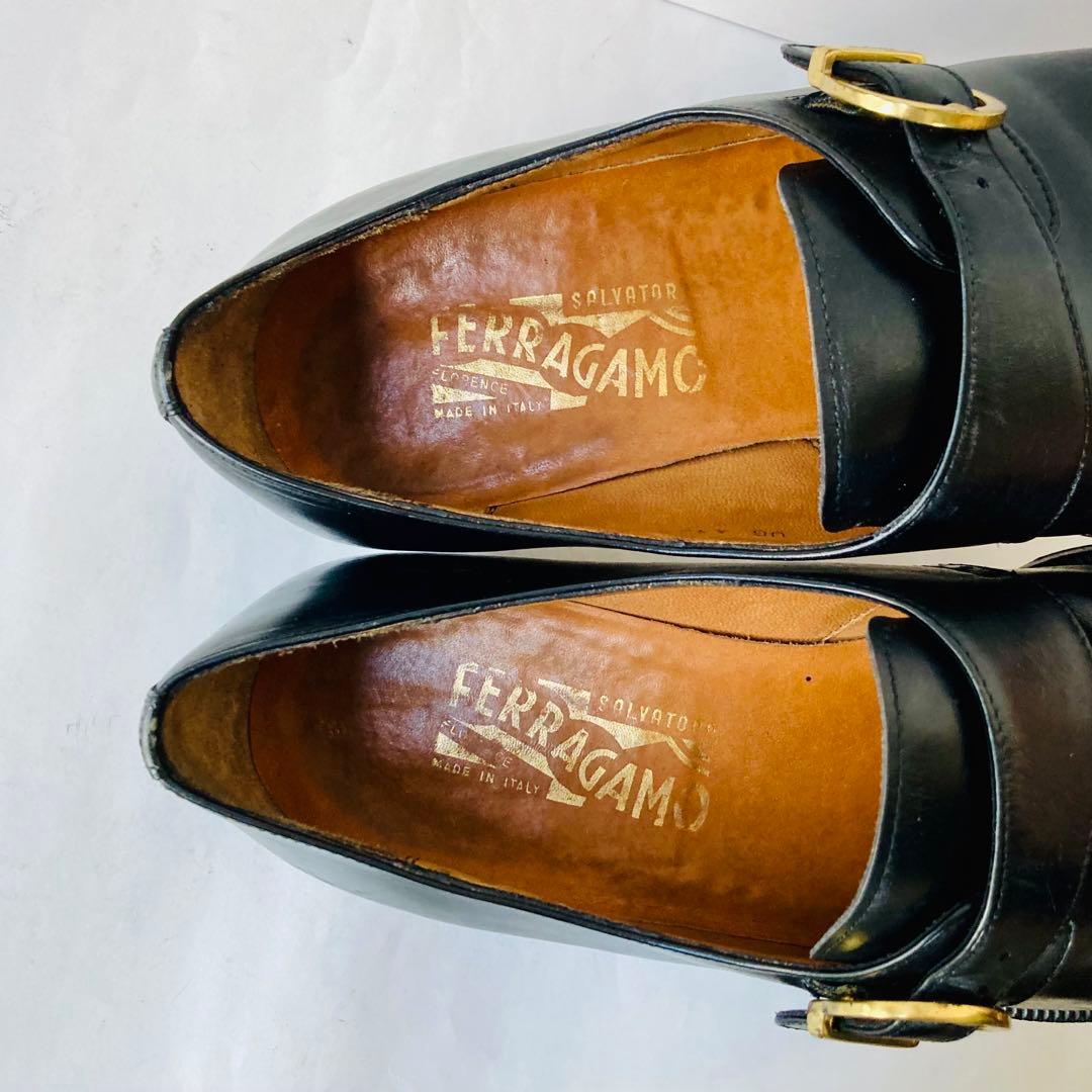 サルバトーレ フェラガモ 黒 モンクストラップ 25cm 除菌・消臭済み