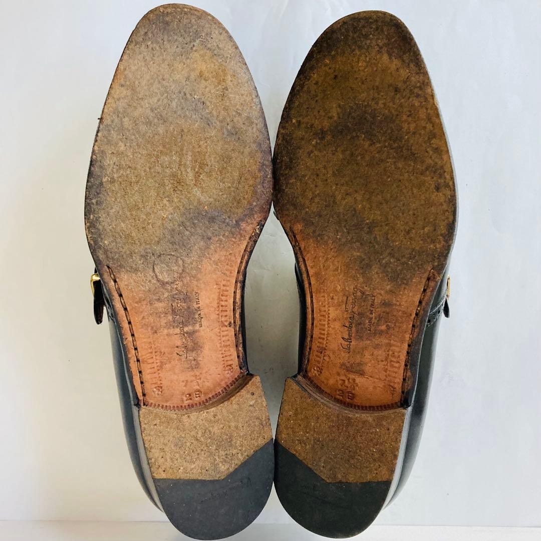 サルバトーレ フェラガモ 黒 モンクストラップ 25cm 除菌・消臭済み