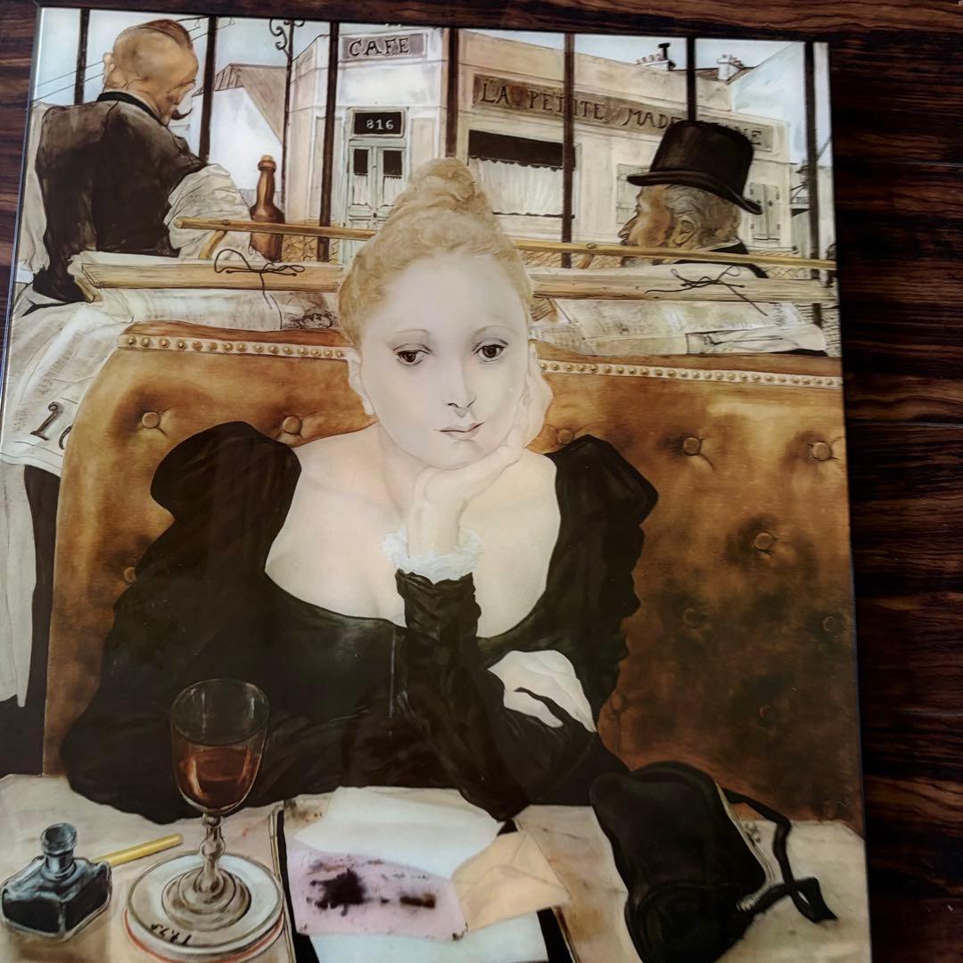 藤田嗣治「CAFE」複製画 印刷工芸画 シルクスクリーン 共同印刷株式会社 J