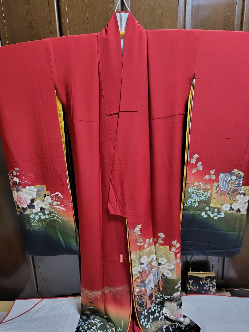 yukky★正絹　手描　暈し染　金彩　お振袖