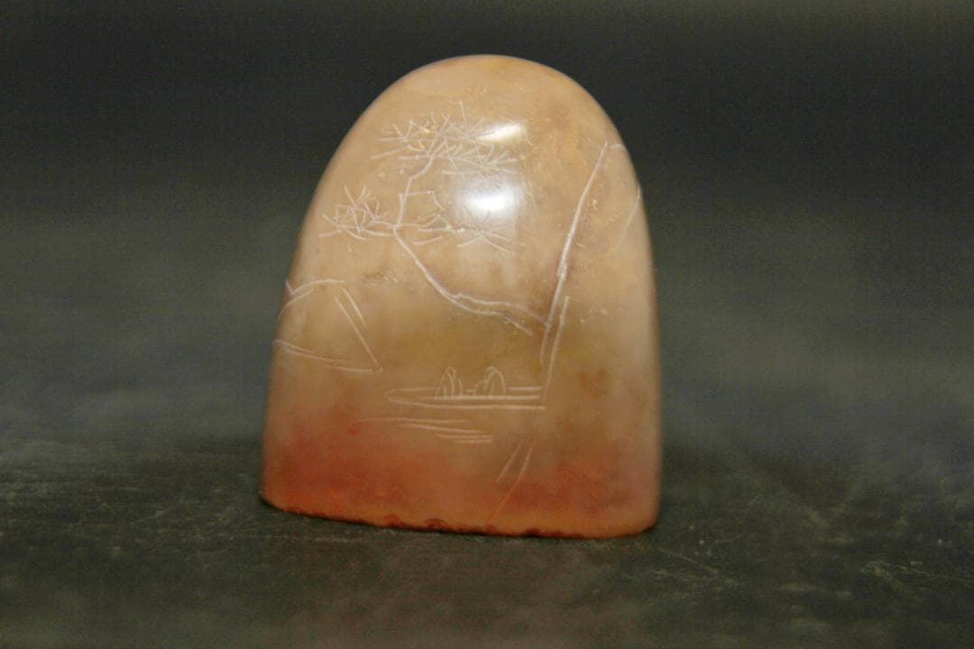 印材 判子 楽琴書 木箱付き 山水画 中国古玩 古美術品 骨董品 m-76