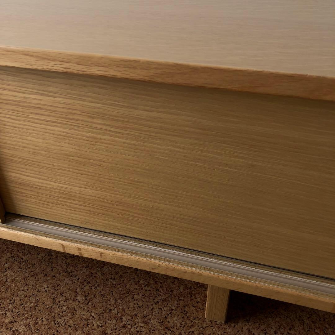 無印良品 オーク材 ＡＶラック 薄型 （引戸）150cm【廃盤品】