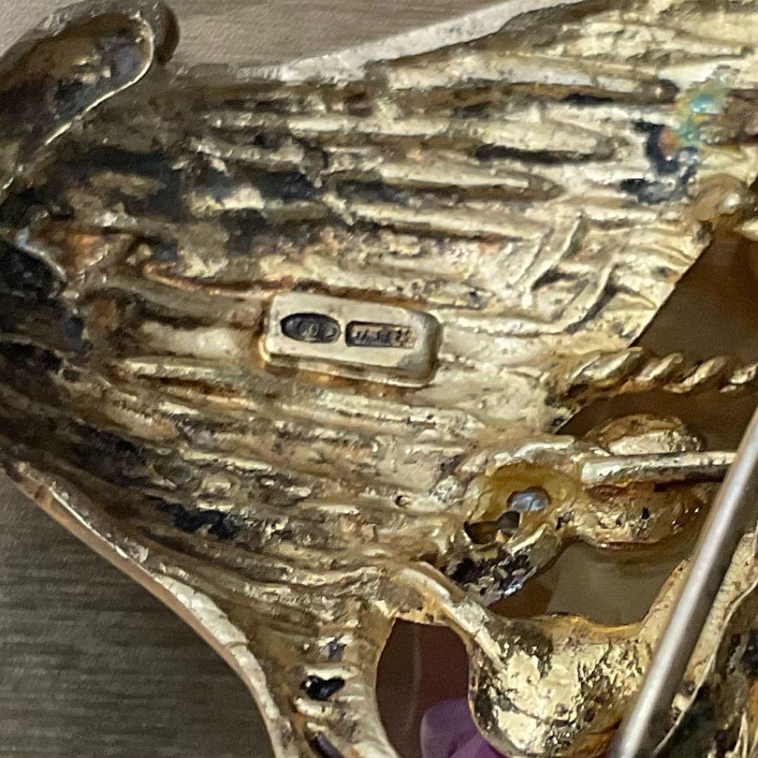 アンティークブローチ　シルバー　イタリアンジュエリー　ベネチアングラス　ゴールド