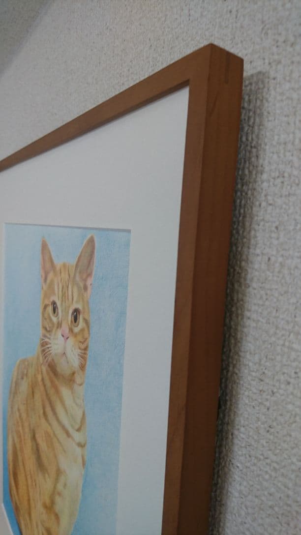 インテリアに☆ 絵画 猫 写実 色鉛筆画『cat』