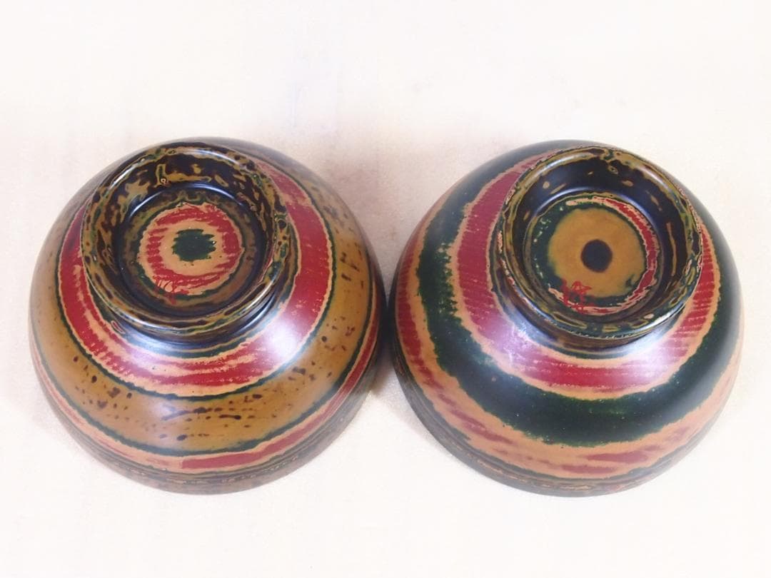 【未使用】独楽塗 合鹿椀 2客＆汁椀 2客 入れ子椀/雑煮椀/煮物椀/お椀 漆器