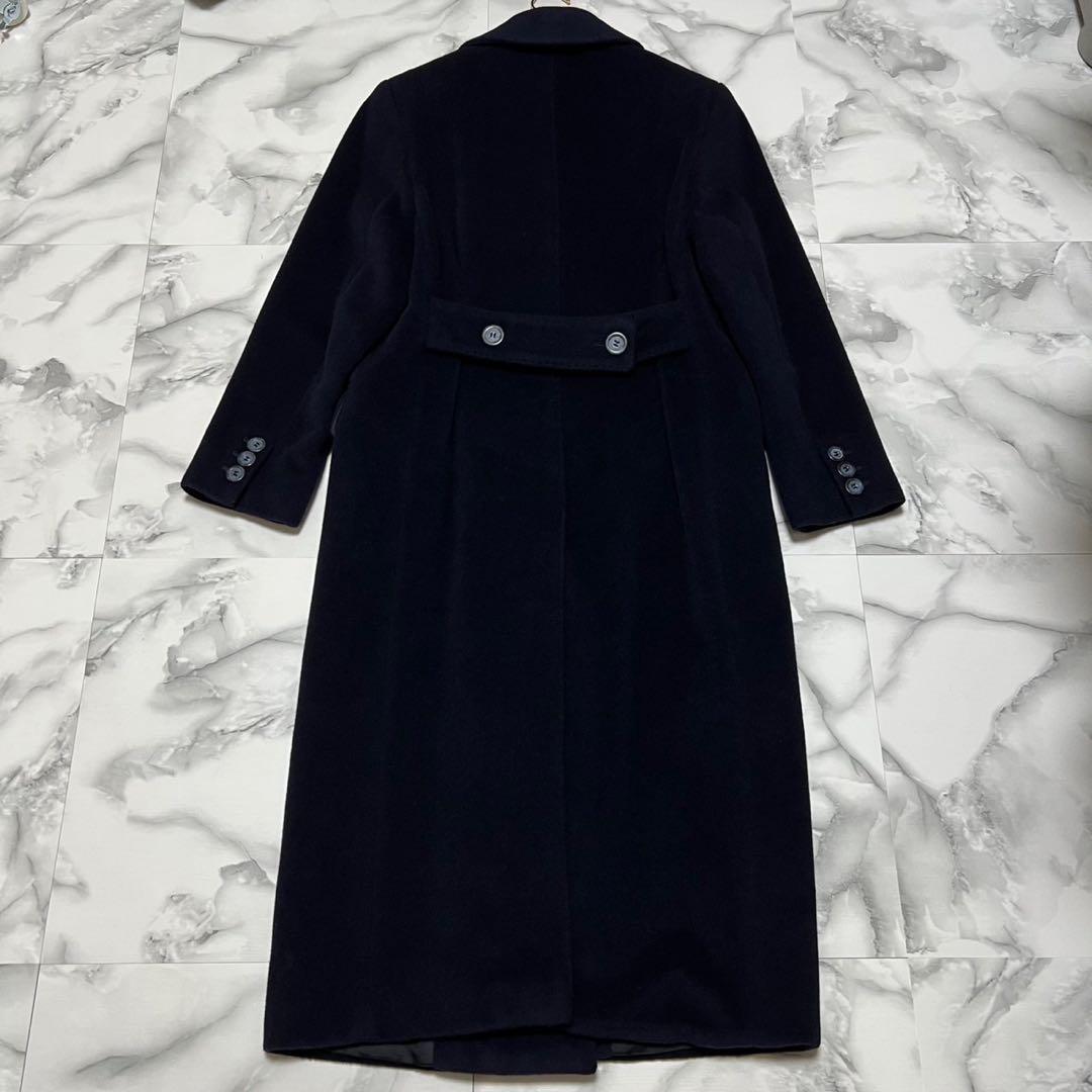 【美品】マックスマーラ　ダブルチェスターコート　ロング　カシミヤ混　ネイビー