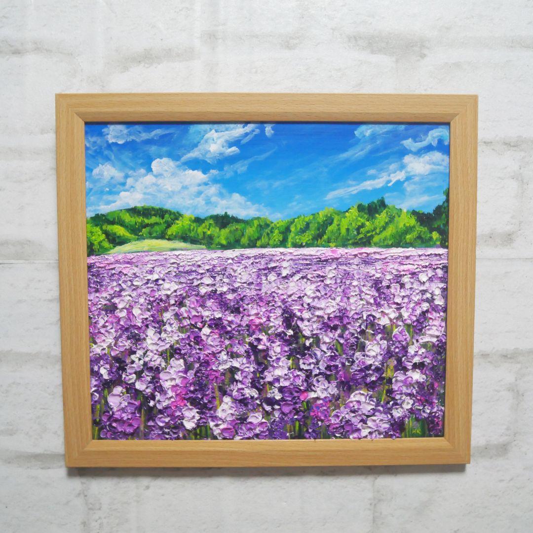 油絵 油彩 油彩画 絵 絵画【青空のラベンダー畑】