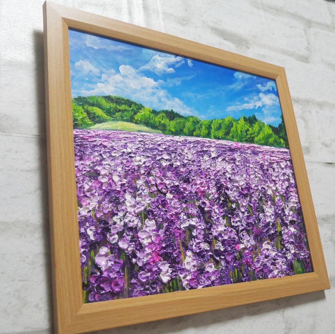 油絵 油彩 油彩画 絵 絵画【青空のラベンダー畑】