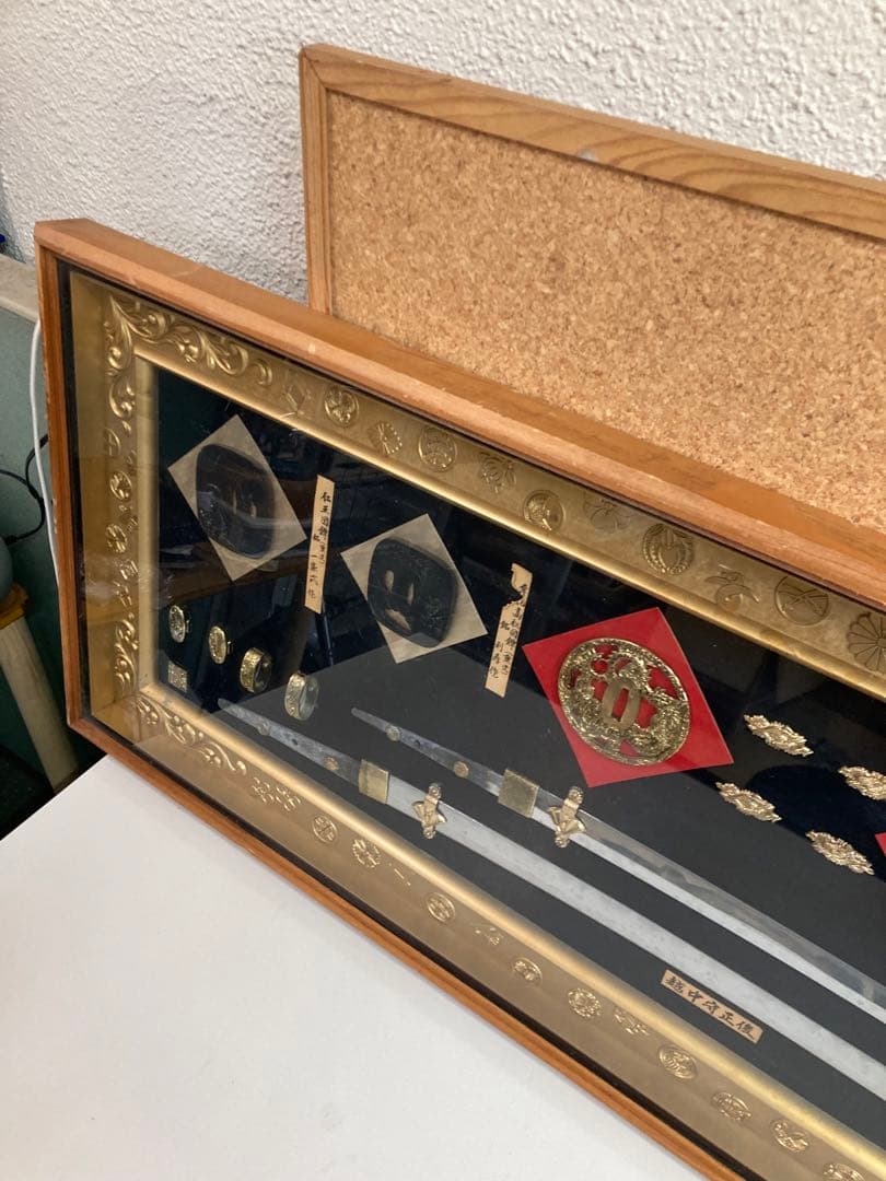 越中守正俊 刀 模造刀 鍔 レプリカ 額 刀剣額 額装 アンティーク インテリア