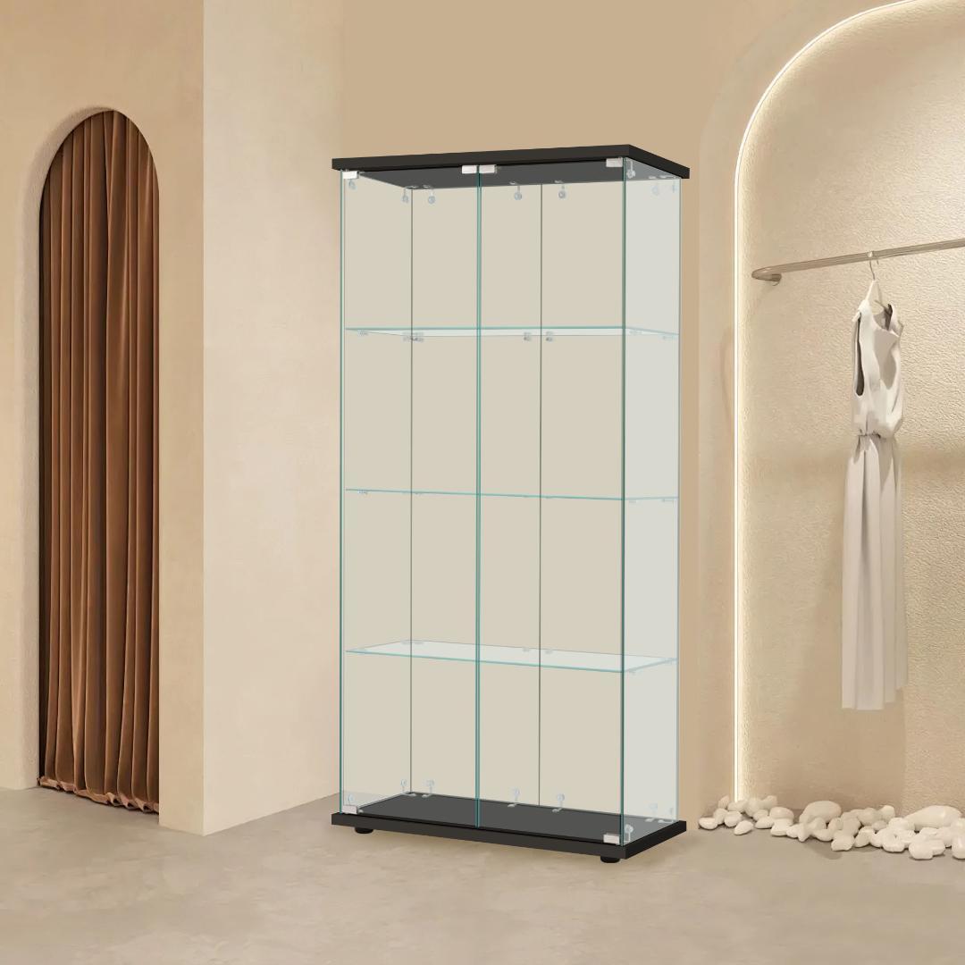 【ブラック】コレクションケース 両扉タイプ 大型 幅80×奥行37×高164cm