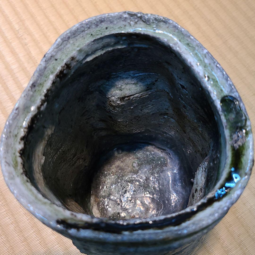 信楽焼 篠原希作 引出筒花入 高さ6.5寸（約19cm）共箱なし 本物保証