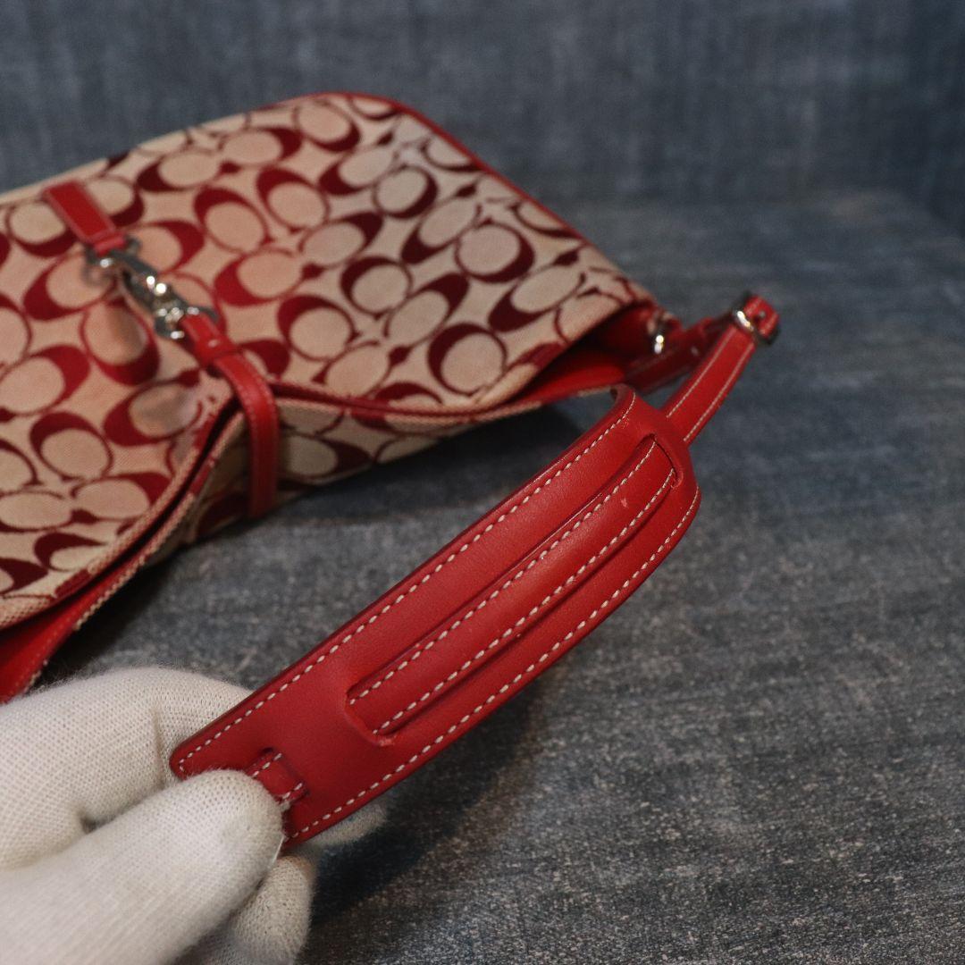 バッグ Coach Signature Soft Clip Hobo Bag Red