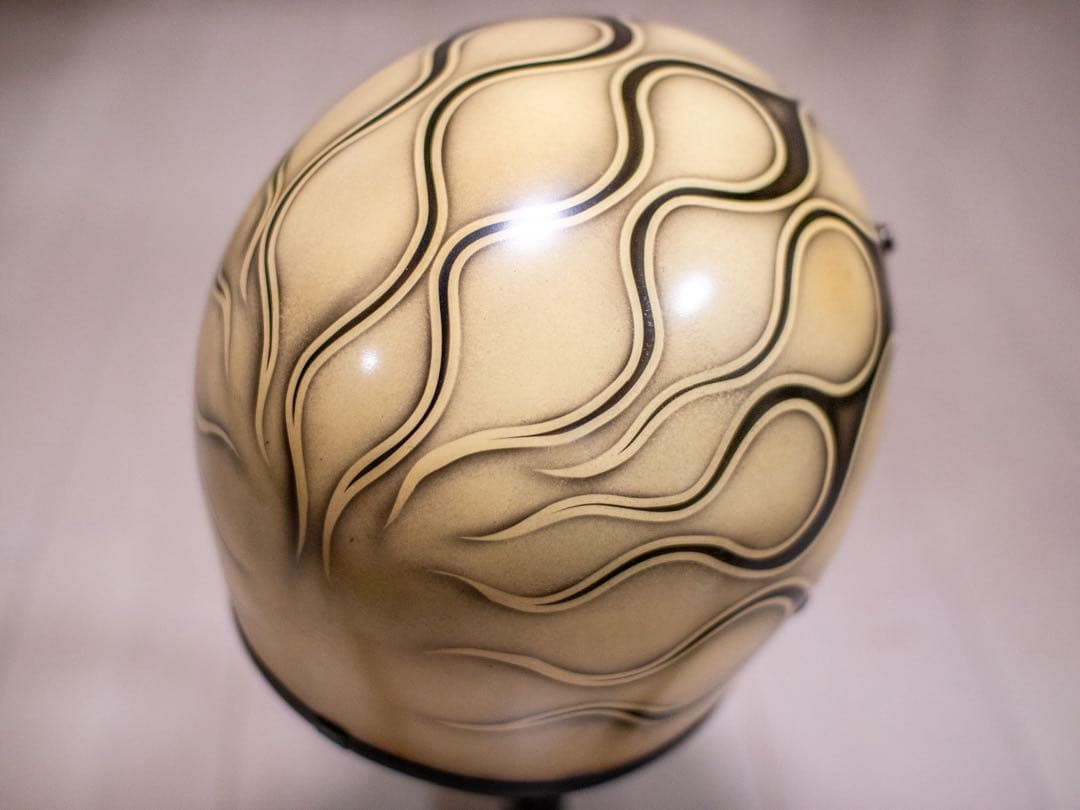 新品未使用　ビンテージ　オフロード　ヘルメット アイボリーエイジング黒フレア