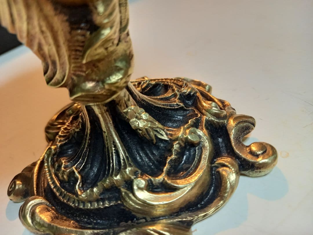 イタリア製　アンティーク　バロック　テーブル　トレー　重厚　無垢　真鍮製