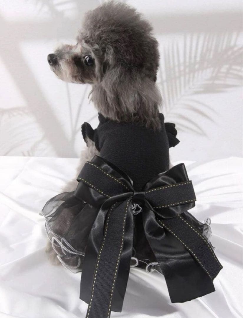 【訳あり】ペット用 ドレス XLサイズ ブラック チュール チュチュ フリル