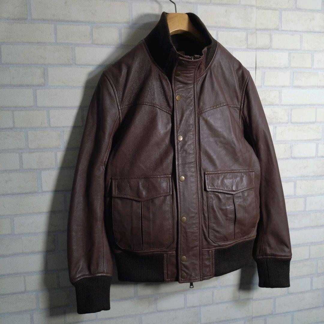 ダファー★柔らか リアルレザー 羊革 レザー ライダース ジャケット 茶 L