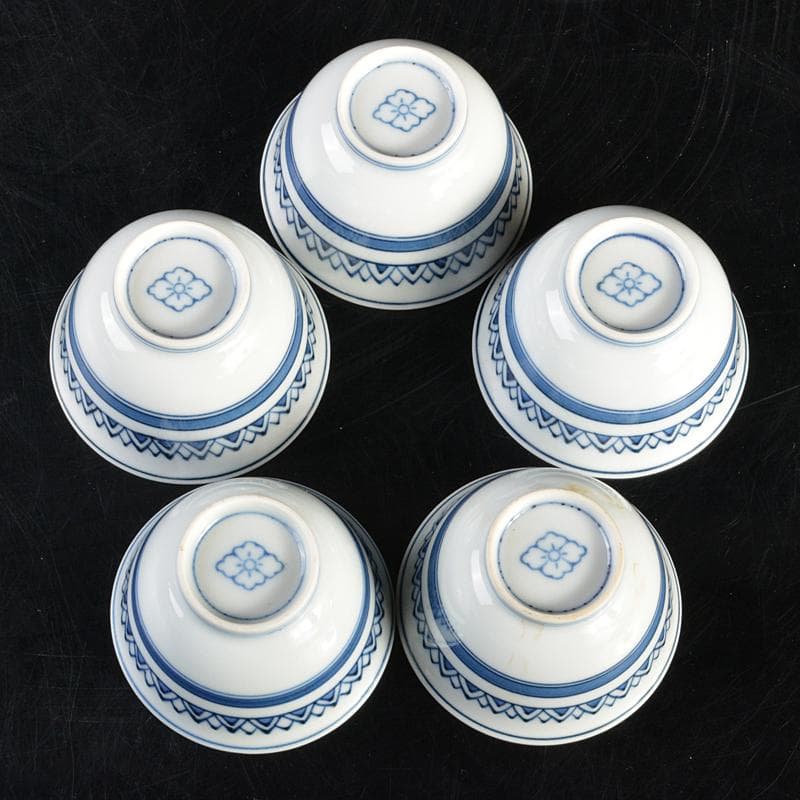 京焼　清水焼　平安　瑞泉造　青華　煎茶碗　五客　星悠丈書付箱　V　R7293