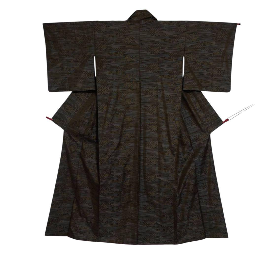 未使用近い　美品　袷　正絹　大島紬　小紋　フルセット