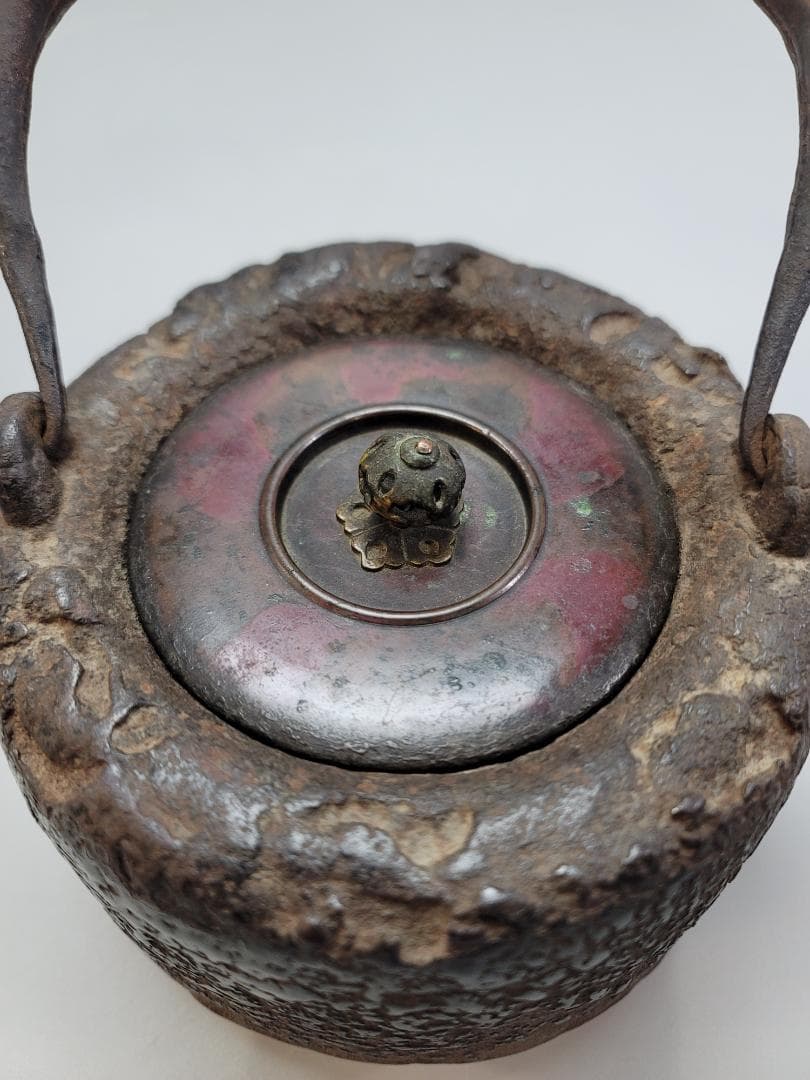 龍文堂 岩肌 鉄瓶 銅「龍文堂」在銘 共箱 DT505