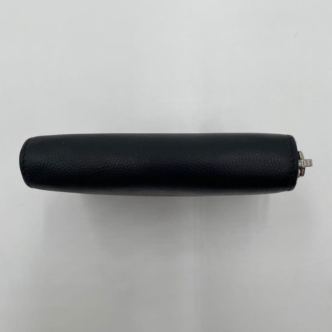 サンローランパリケース ラウンドジップ キャビアスキン ブラック