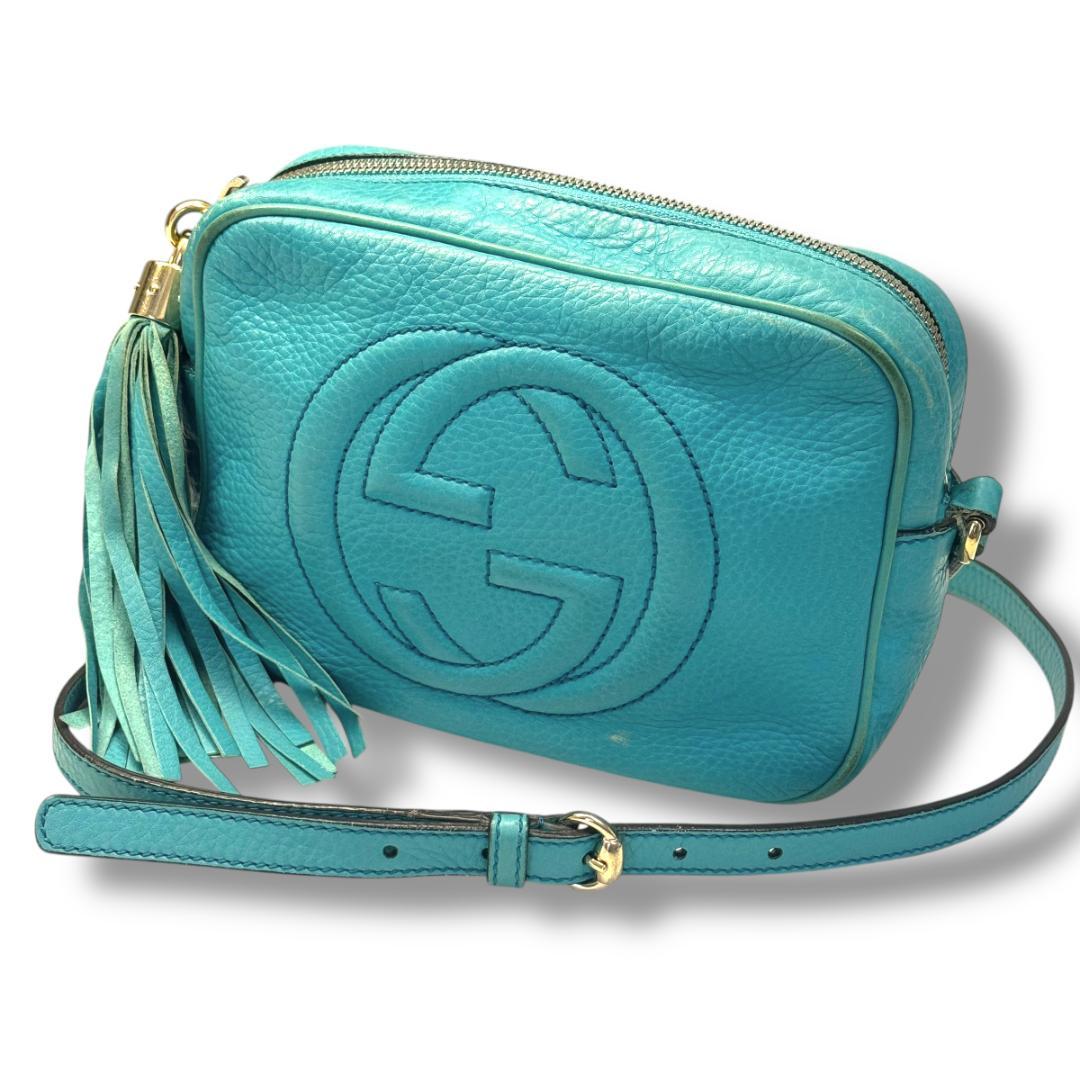 GUCCI グッチ ショルダーバッグ タッセル ターコイズグリーン ソーホー