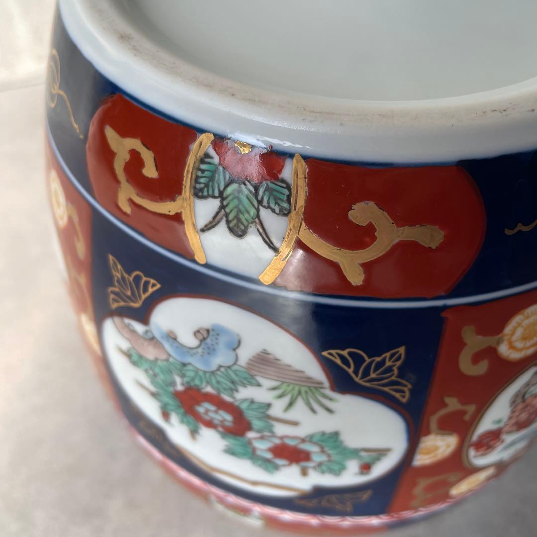 有田焼 伊万里 金彩錦 陶器製火鉢 秀峰 6寸 和風 花鳥 手炙り