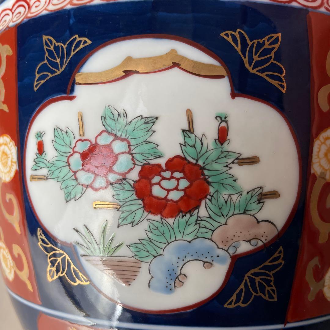 有田焼 伊万里 金彩錦 陶器製火鉢 秀峰 6寸 和風 花鳥 手炙り