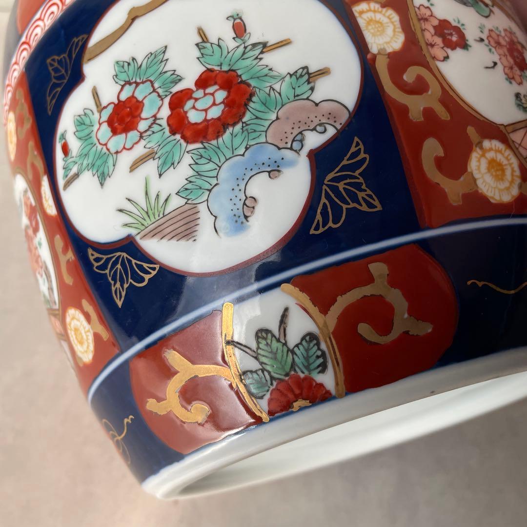 有田焼 伊万里 金彩錦 陶器製火鉢 秀峰 6寸 和風 花鳥 手炙り