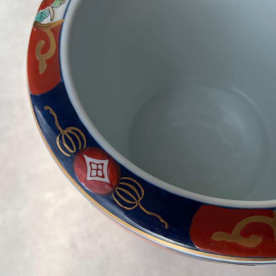 有田焼 伊万里 金彩錦 陶器製火鉢 秀峰 6寸 和風 花鳥 手炙り