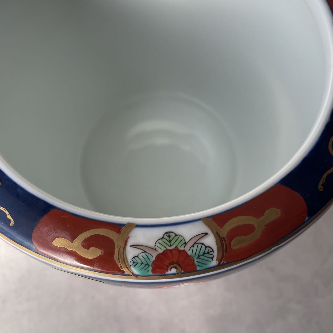 有田焼 伊万里 金彩錦 陶器製火鉢 秀峰 6寸 和風 花鳥 手炙り