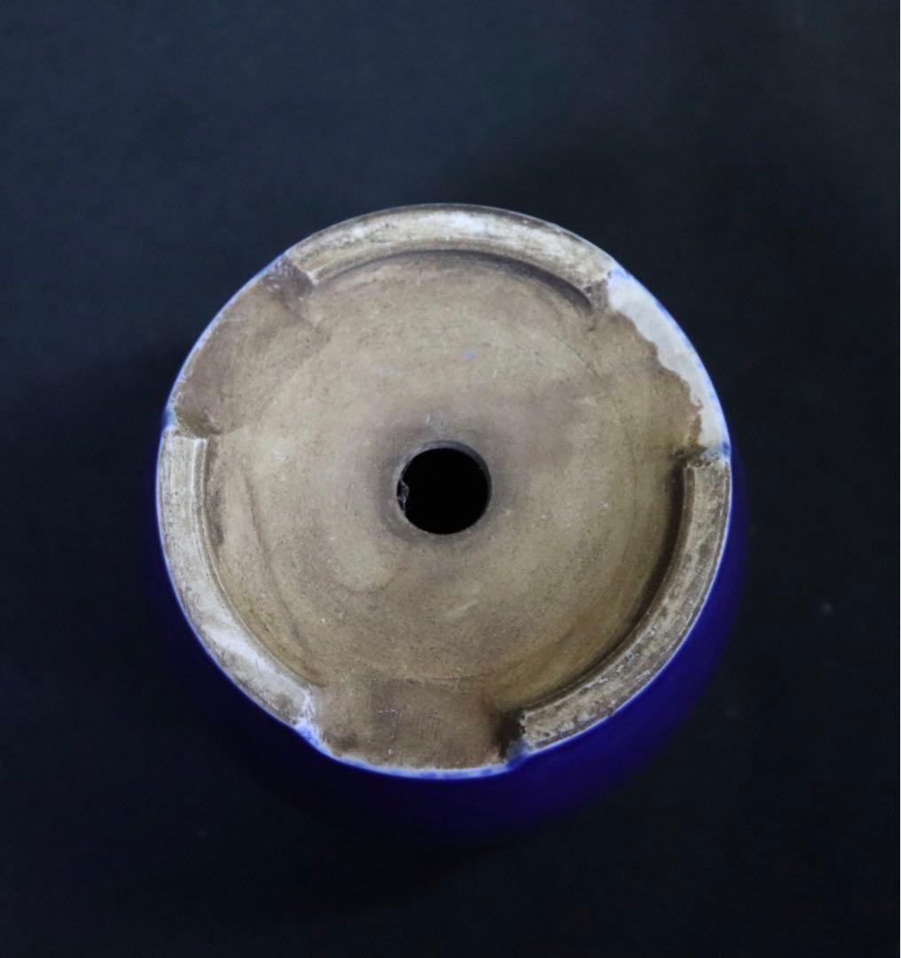 時代　藍釉ミニ盆栽鉢　送料込み0727