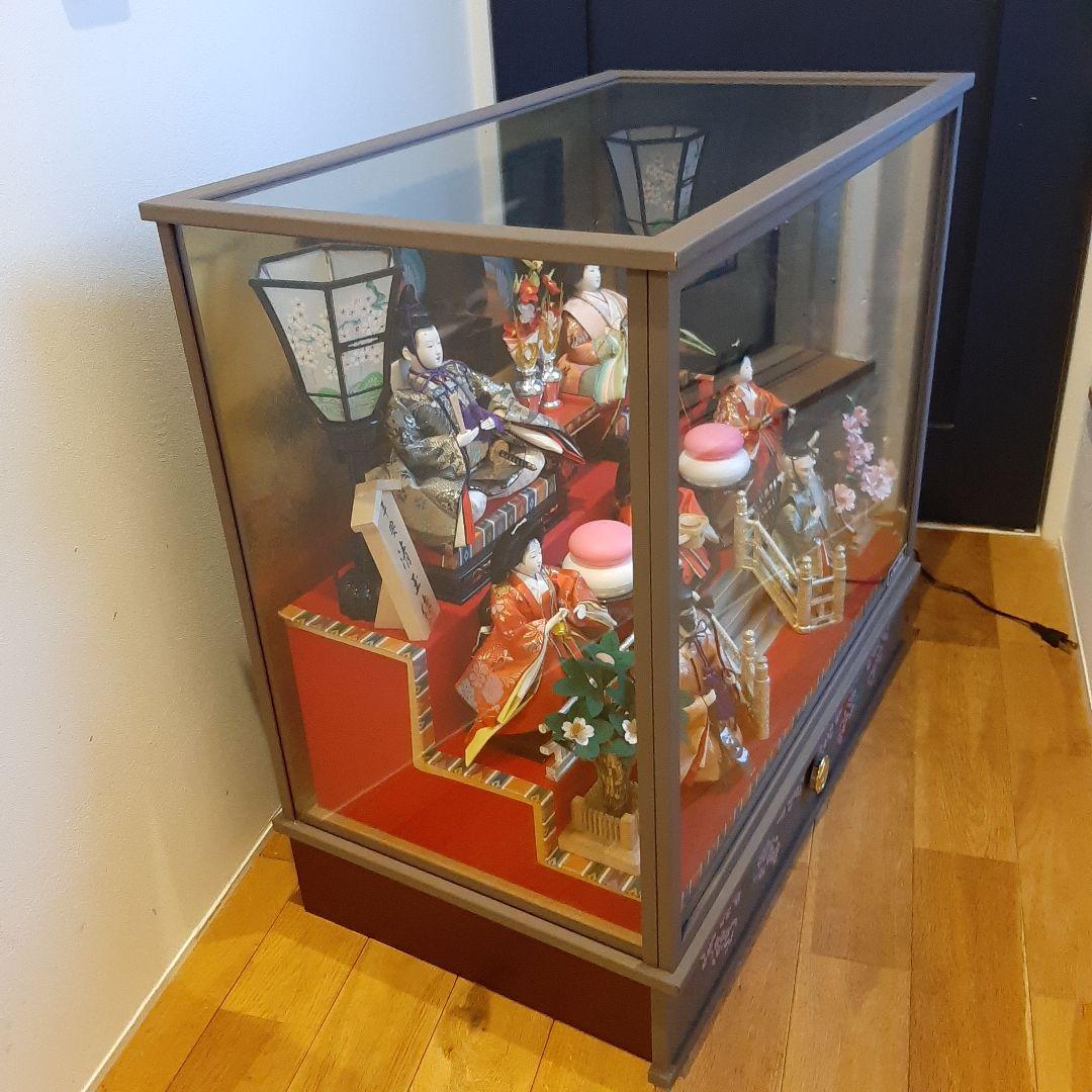 雛人形セット ガラスケース付き　三段飾り　七人飾り　お雛様　平安清玉作