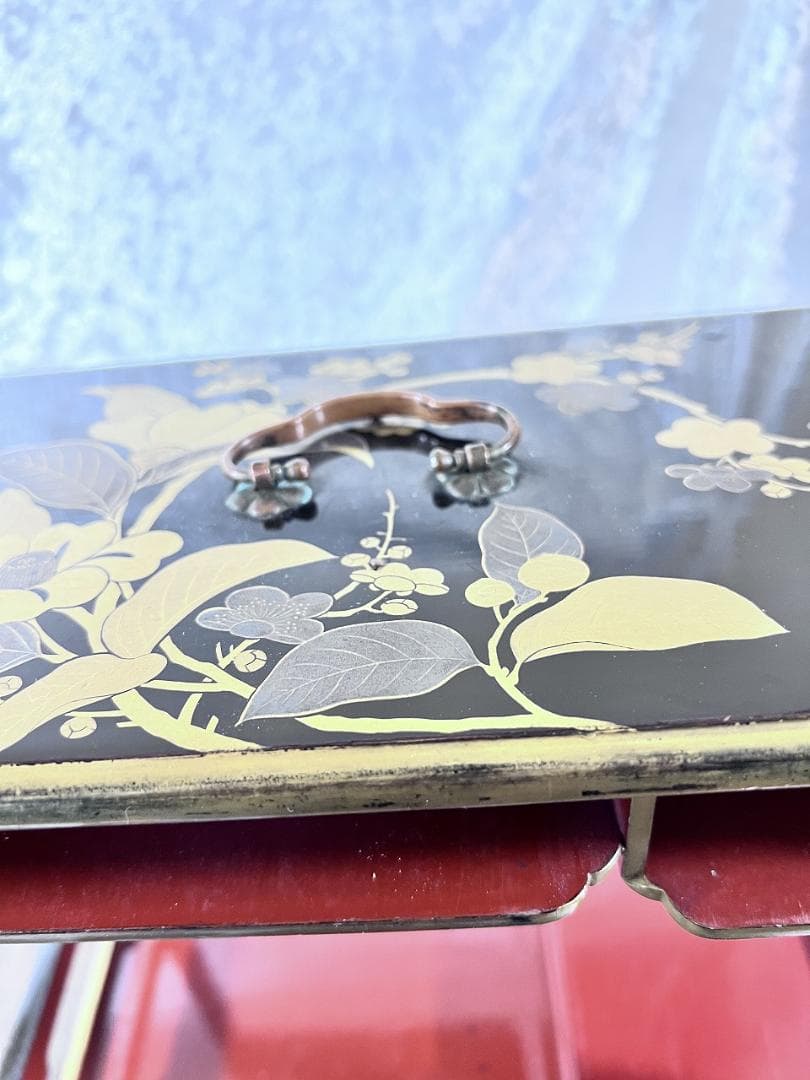 金銀蒔絵　野弁当箱　椿　梅紋 漆器 重箱セット 金箔花模様