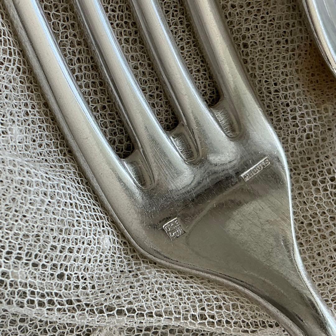 【C-２】フランスアンティーク　すずらん　１組　スプーン＆フォーク　モノグラム