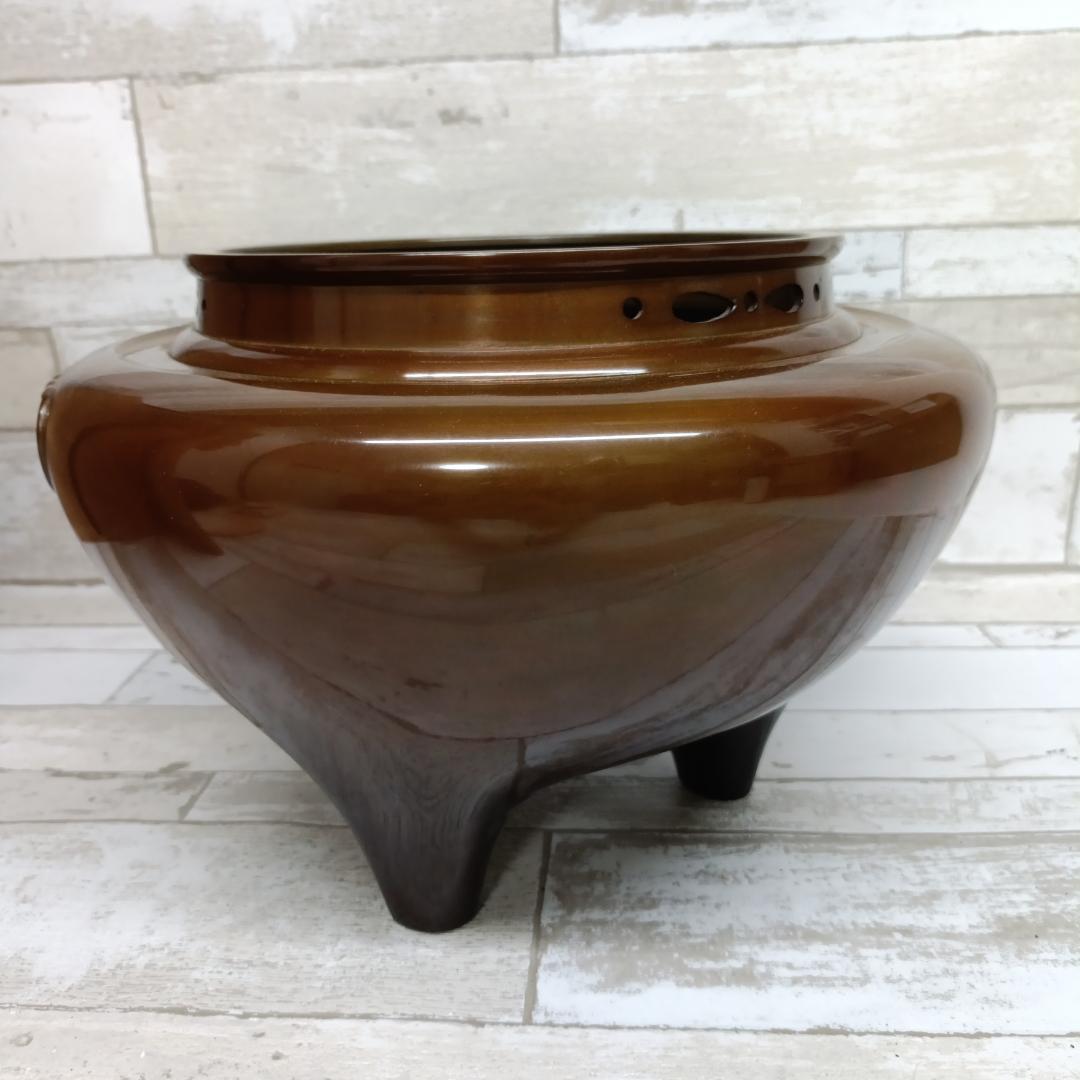 L106 ほぼ未使用 釜師 畠春斎 鋳物師 金森彦兵衛 唐金朝鮮風炉 真形釜添