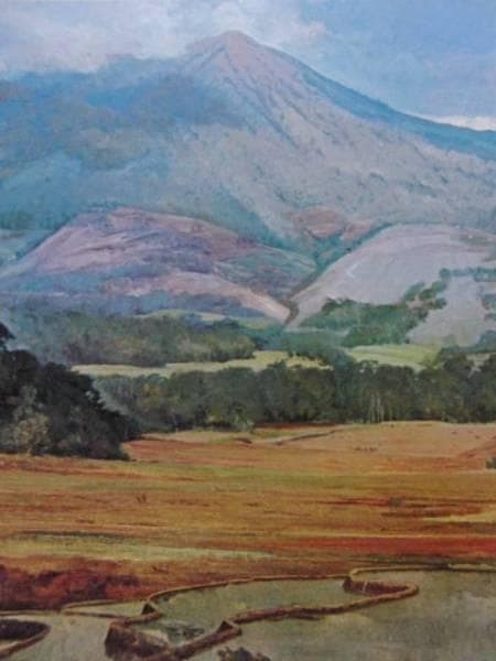 DULLAH（ドラウ）、ラウ山（中部ジャワ）、希少画集画、新品額装付