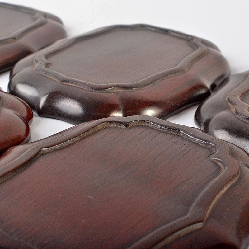 中国　唐木紫檀製　茶托　小皿　五客　V　R6479E