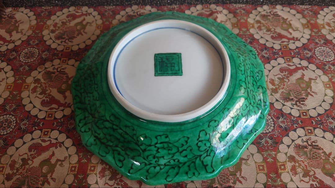 有田焼　角福花鳥絵図中皿五枚組