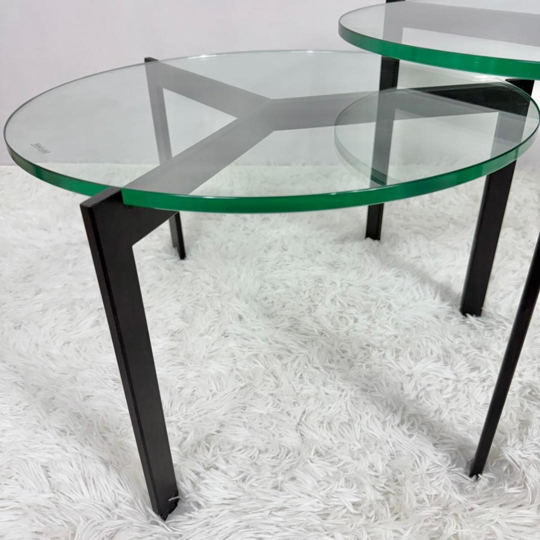 【美品】ARMONIA　アルモニア ガラス センターテーブル 丸型 92-8