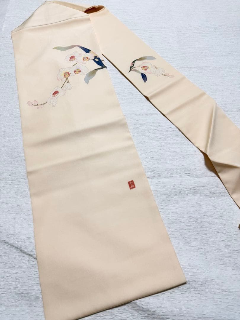 m-60 塩瀬 胡蝶蘭 作家物 正絹 名古屋帯
